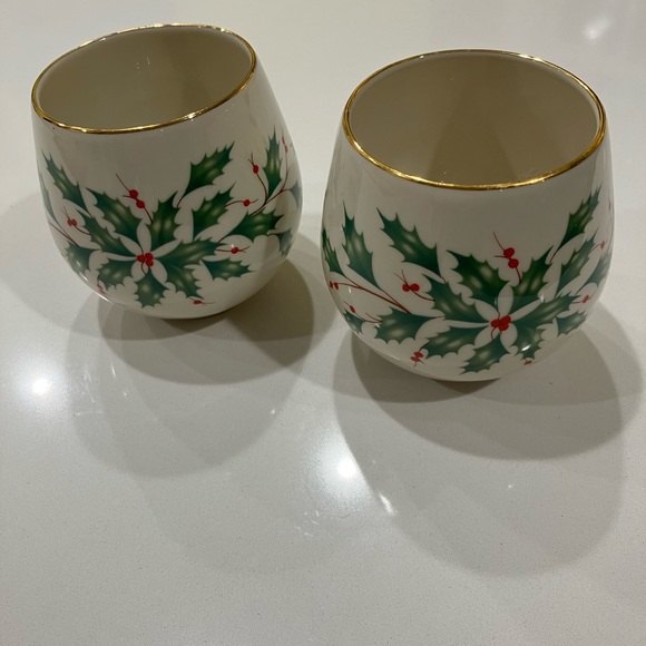Lenox Other - Lenox Holiday Decor Cups with Green and Gold Accents